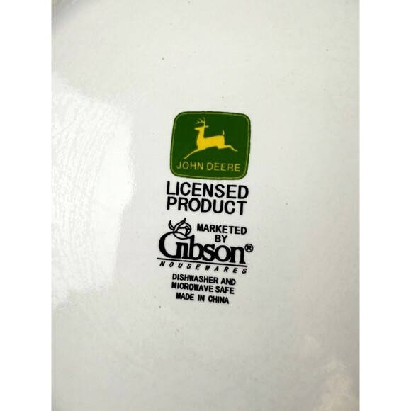 John Deere Tractor 11.25” Dinner Plate Green Rim Gibson SET OF 3 - Picture 3 of 16